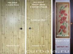 Самодельные двери с отделкой из бумажных обоев.